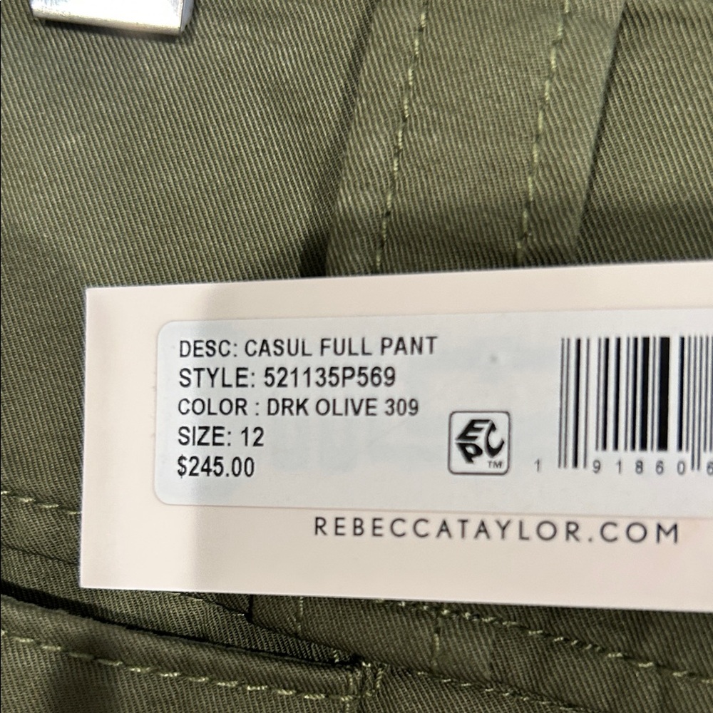 Rebecca Taylor Olive Green High-Rise Pleated Chinos - Picture 3 of 11